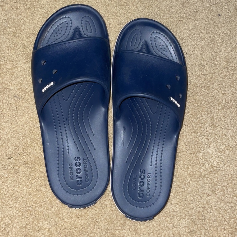 Navy blue crocs slides size W9 and M7